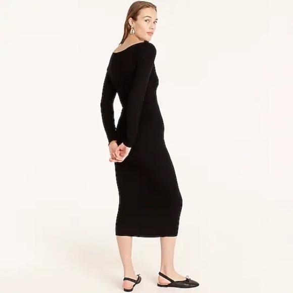 J Crew Ribbed Tie-front Sweater Dress in Black - Picture 3 of 5